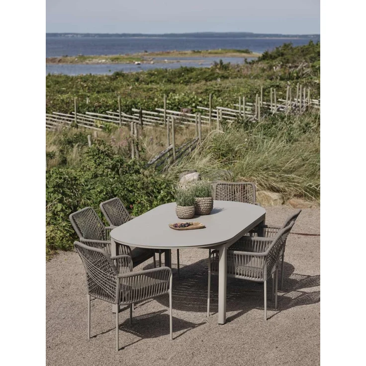 Gartenesstisch Lomma Elipse aus Aluminium, modern, ausziehbar in Taupe, 220-280x110 cm – Bild 4
