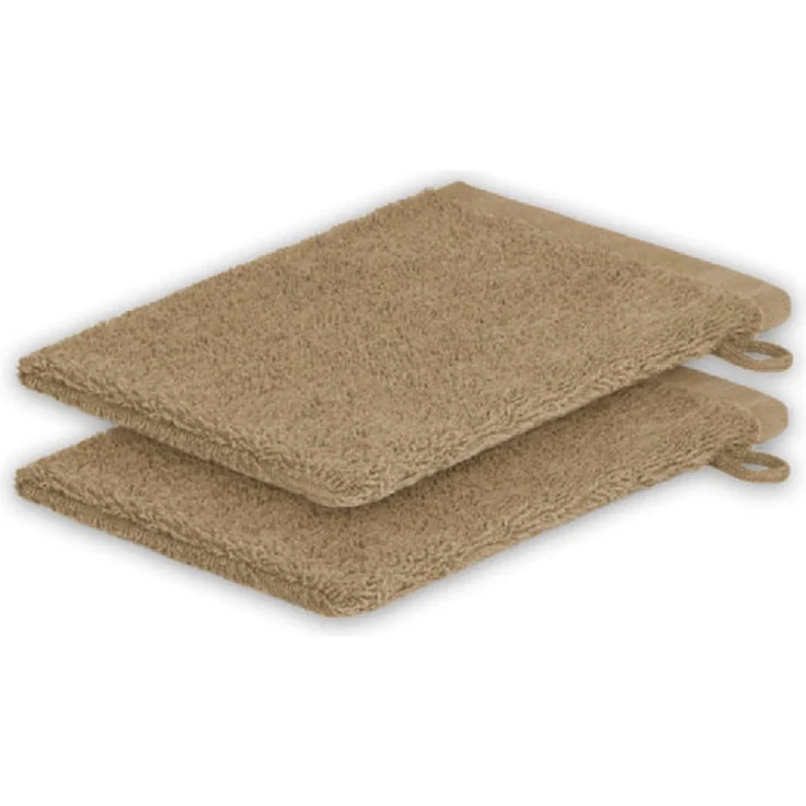 2x Waschhandschuh Frottier 500 g/m² 15 x 21 cm Sand