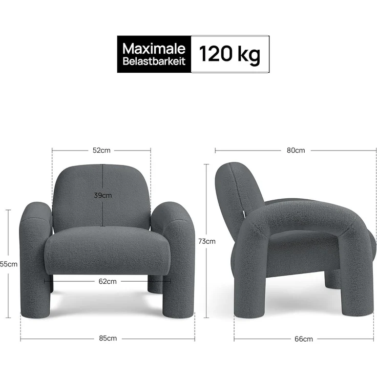 Makika Loungesessel Einzelsofa Lia aus Bouclé in Grau – Bild 3