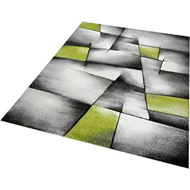 Carpetia Teppich Moderner Teppich Kurzflor Wohnzimmerteppich karo abstrakt grün grau, rechteckig, Höhe: 13 mm – Bild 3