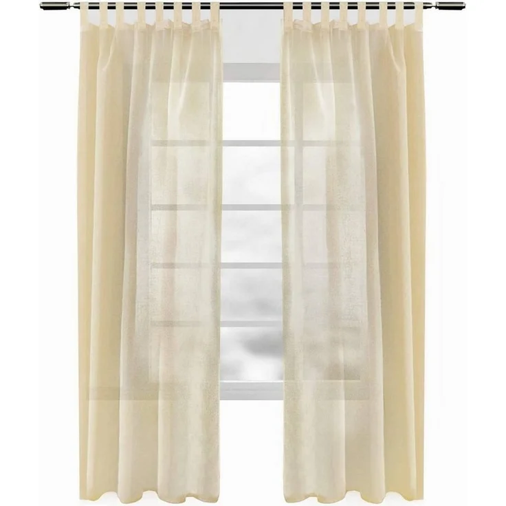 Woltu Gardine (2 St), transparent, Gardinen transparent mit Schlaufen Leinen Optik – Bild 5