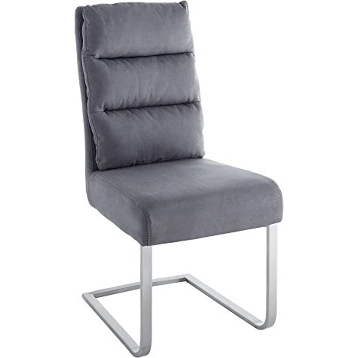 riess-ambiente Freischwinger COMFORT vintage grau / silber, Esszimmer · Microfaser · Edelstahl · Industrial – Bild 1