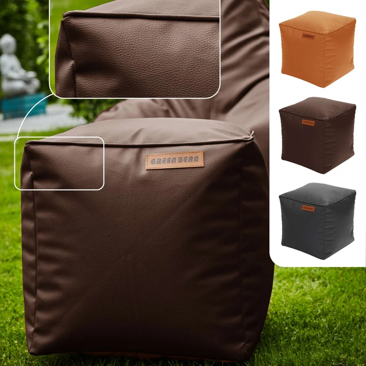 Green Bean® Sitzhocker aus Kunstleder - Pouf mit EPS Perlen Füllung - 40 x 40 cm - perfekte Ergänzung zum Sitzsack - Dunkelbraun – Bild 2