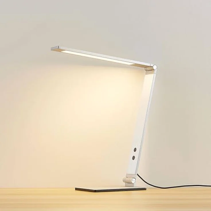 Lucande LED-Schreibtischleuchte Nicano, grau, dimmbar mit vierstufiger Helligkeitseinstellung und flexibler Ausrichtung – Bild 6