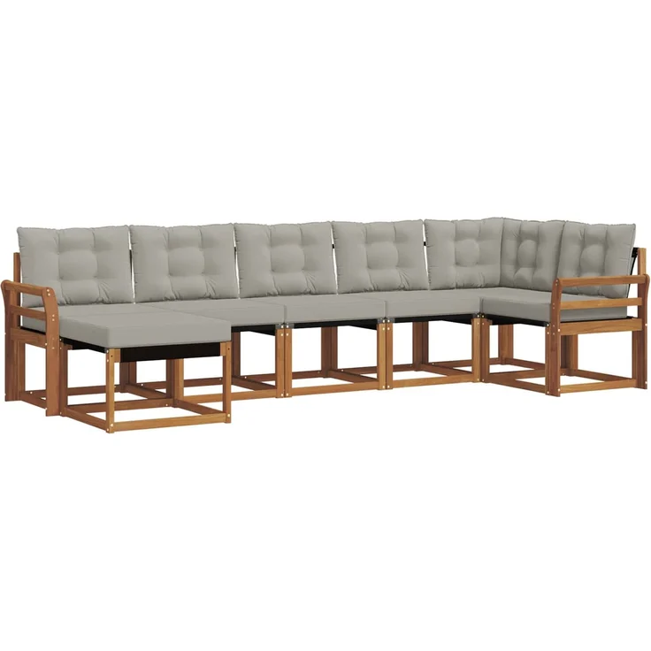 vidaXL Outdoor-Sofagarnitur 7 stk. 7-Sitzer Natur und Hellgrau 3368882 – Bild 2