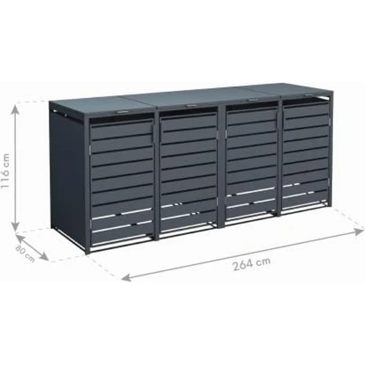 Westmann Metall Mülltonnenbox 4er Kubus | 4x240 L | Anthrazit | 68 x 80 x 116 cm – Bild 7