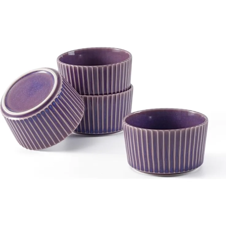 JIWOO Schale 4er Ø11cm, Müslischale Dessertschale Eisschale Obstschale Snackschale, Keramik, (Set, 4-tlg), 4,5 Zoll Hochwertiges Schalen Lila Mikrowellenofen Spülmaschine Bowl