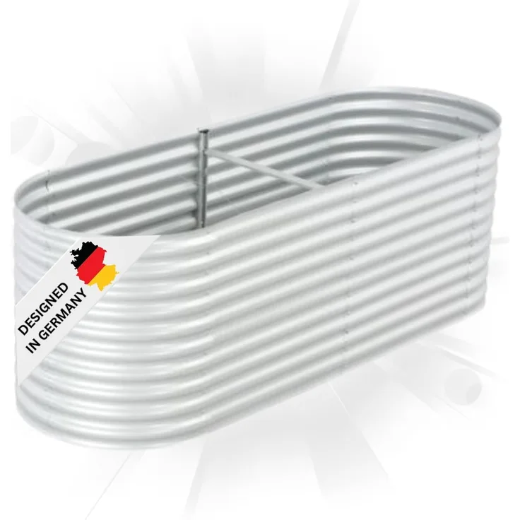 DELUKE® rundes Hochbeet für Garten BLUMO Verzinkter Stahl Hochbeet Metall Gartenbeet rund Kräuterbeet Blumenbeet Frühbeet für Garten Gemüsebeet, 240x80x81cm, Silber