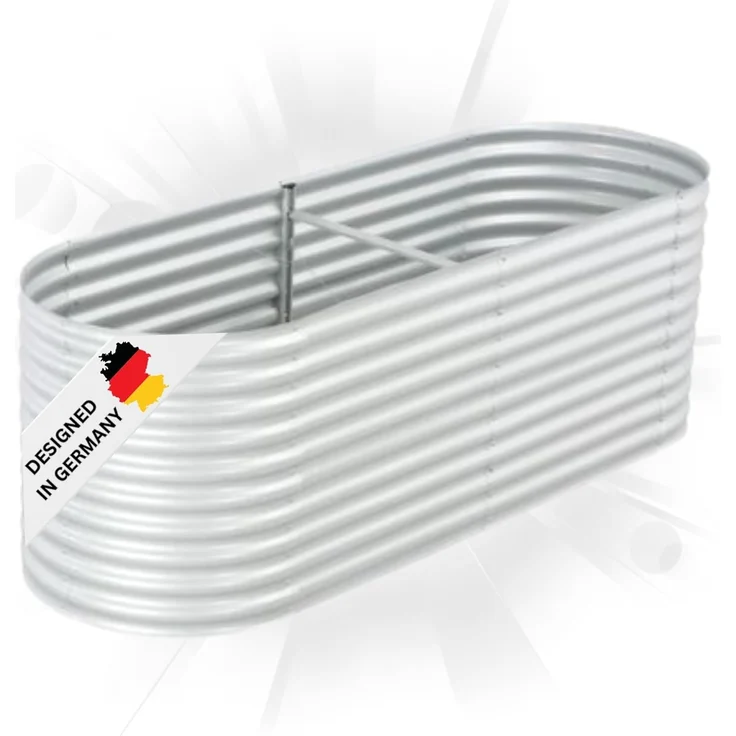 DELUKE® rundes Hochbeet für Garten BLUMO Verzinkter Stahl Hochbeet Metall Gartenbeet rund Kräuterbeet Blumenbeet Frühbeet für Garten Gemüsebeet, 240x80x81cm, Silber – Bild 1