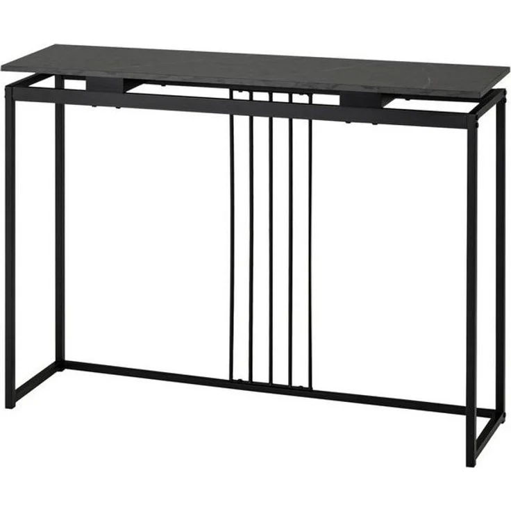 COSTWAY Konsolentisch Marmoroptik, schmal, Metallgestell, schwarz, 120x30x90cm – Bild 4