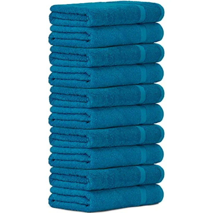 Luckytowel Duschtuch Set 10er Pack, Oeko-TEX Badetücher 70x140 cm aus 100% Baumwolle, flauschig & saugstark mit 600 g/m², Farbe Türkis