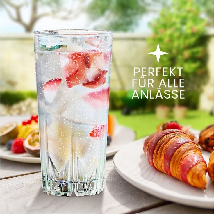 KONZEPT Gläser-Set Cocktailgläser Set 330 ml, Trinkgläser, Geriffelte Gläser, 12-tlg, für Cocktails, Wasser, Saft, Mojito, Longdrinkgläser – Bild 2