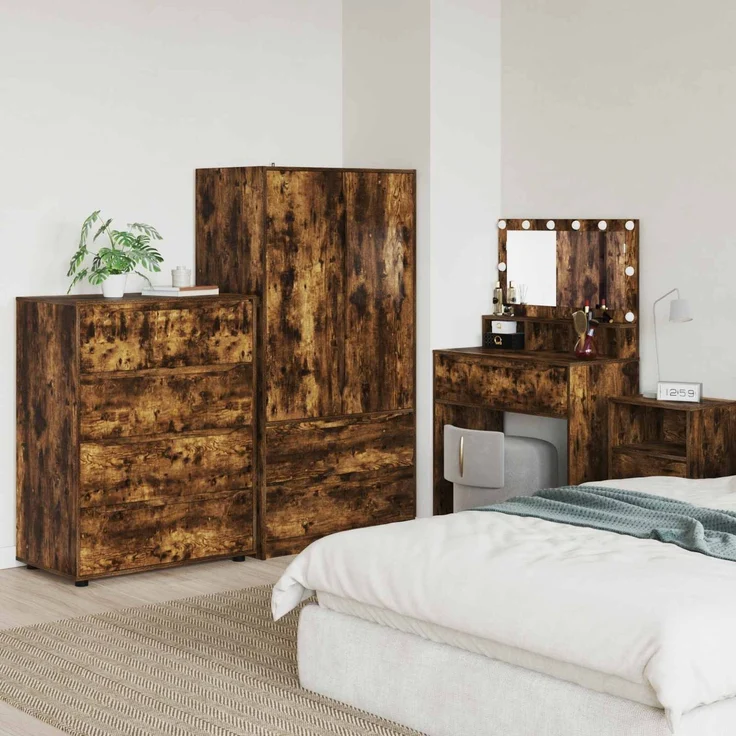 vidaXL Stauraumschränke 80 x 48 x 105 cm Holzwerkstoff Räuchereiche 3406230 – Bild 1