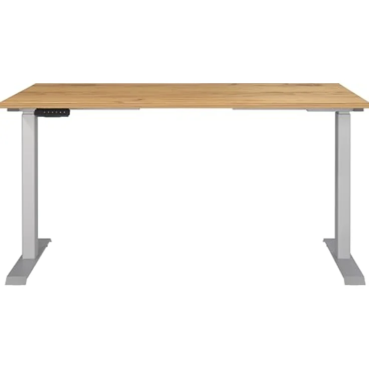 Germania Schreibtisch 7905-641, in Navarra-Eiche-Nb./Silber, EL. höhenverstellb, 140 x 120 x 80 cm (BxHxT) – Bild 4