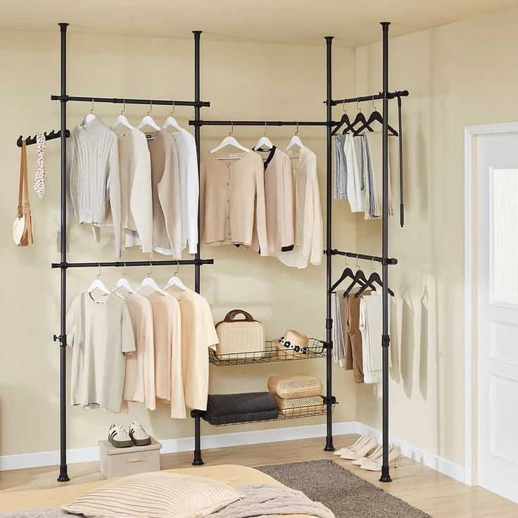 SoBuy KLS04-II-SCH Garderobenständer, Metall, Pulverbeschichtung, Schwarz, 62 x 200 x 75 cm – Bild 2