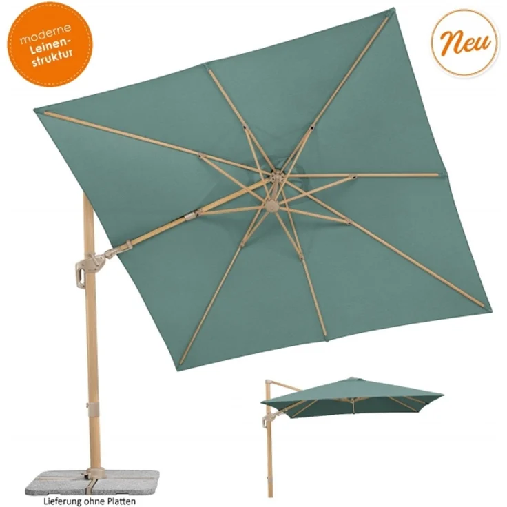 Schneider Schirme Ampelschirm, Rhodos Twist Loft, Grün / Holz, 3x3 m – Bild 1