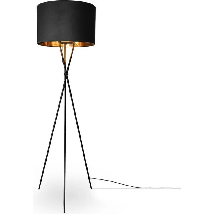 Paco Home Stehlampe Kate uni Color, ohne Leuchtmittel, Wohnzimmer Dreibein Standleuchte Velour Höhe 177,5cm Filigran E27 – Bild 1