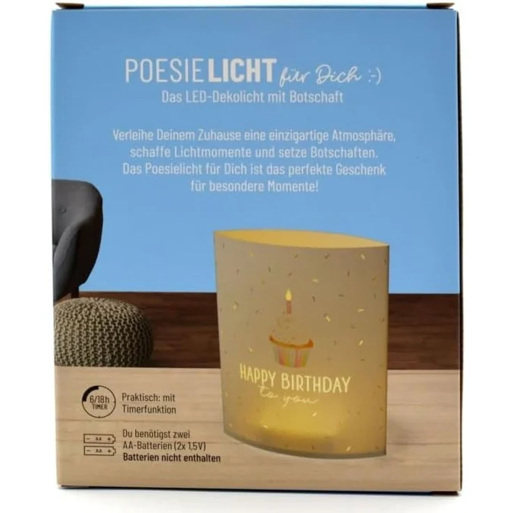 Deko Lampe Leuchte Batterie Poesielicht für Dich la vida Geschenk Torte 6292241 – Bild 4