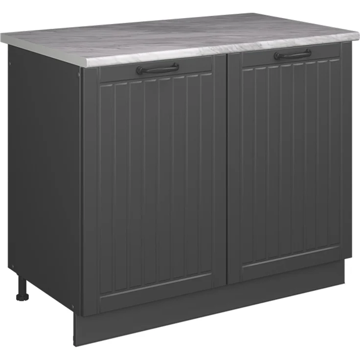 Spülenunterschrank Fame-Line Dunkelgrau/Anthrazit 100 cm, AP Marmor Vicco – Bild 1