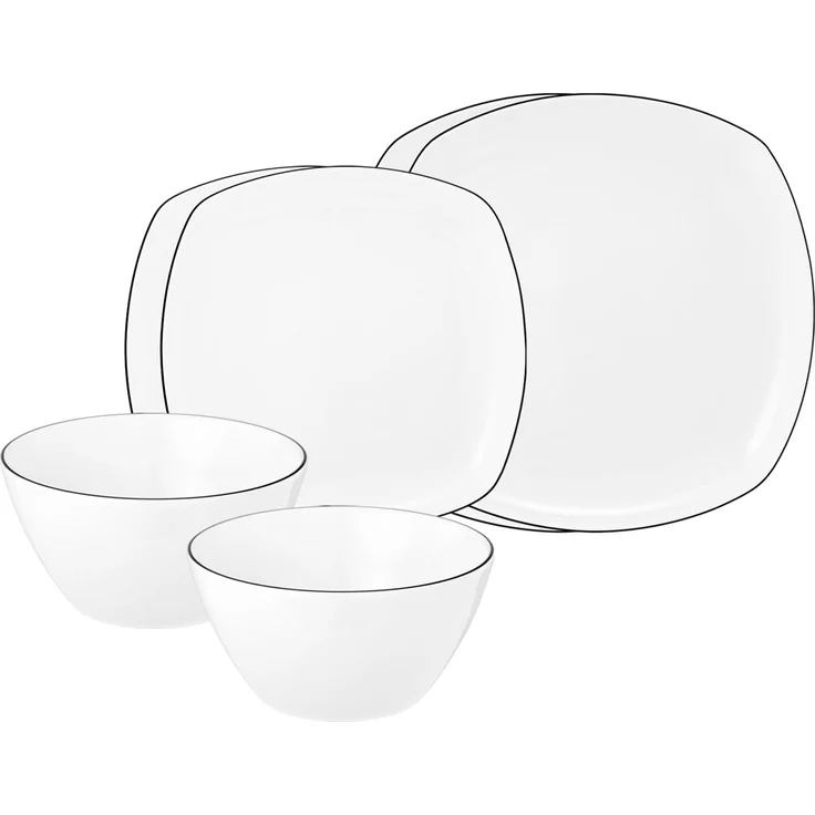 Seltmann Weiden Lido Black Line Basic-Set 6-teilig eckig – Bild 1