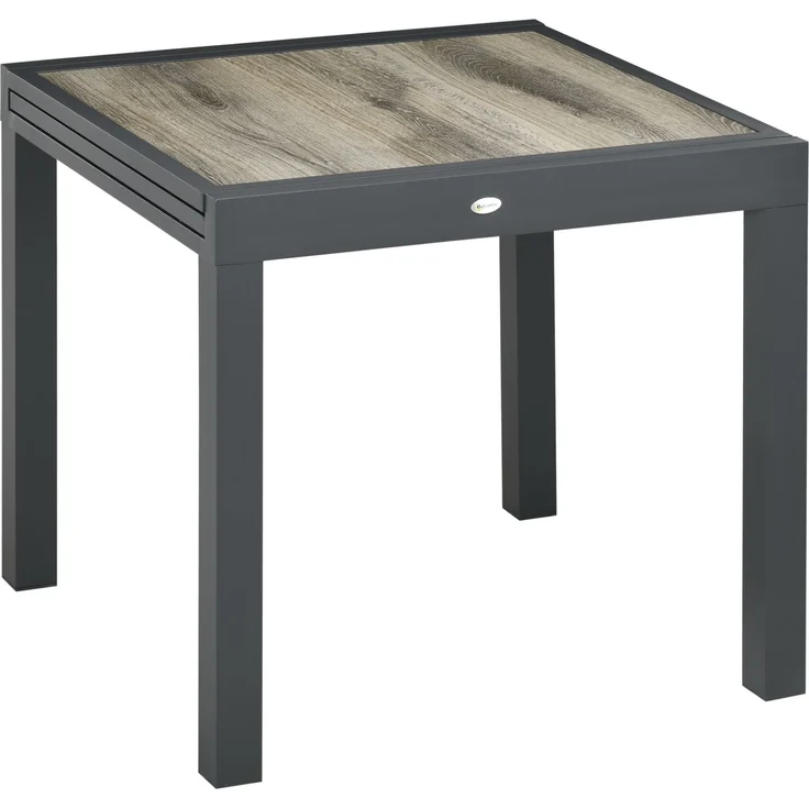 Ausziehbarer Gartentisch für 6 Personen aus Kunststoff und Aluminium, 80/160 x 80 x 75 cm, beige – Bild 2
