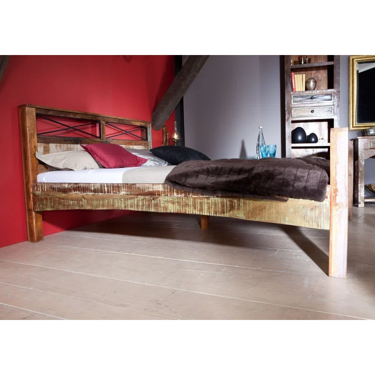 Bett Altholz 166x215x100 mehrfarbig lackiert NATURE OF SPIRIT #46 – Bild 3