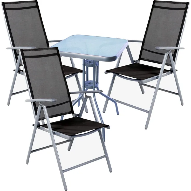 Bistro Sitzgarnitur Bistrogarnitur 4-teilig Silber/Anthrazit