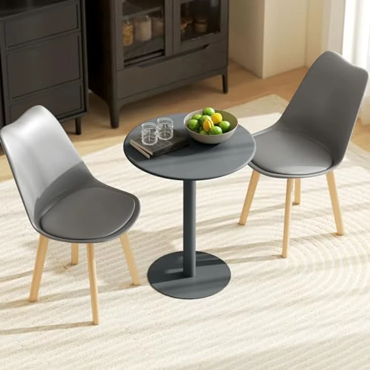 HOMCOM Esstisch moderner Tisch (Rund Küchentisch, 1-St, Esszimmertisch für 2 Personen), für Küche, Esszimmer Wohnzimmer Grau – Bild 6