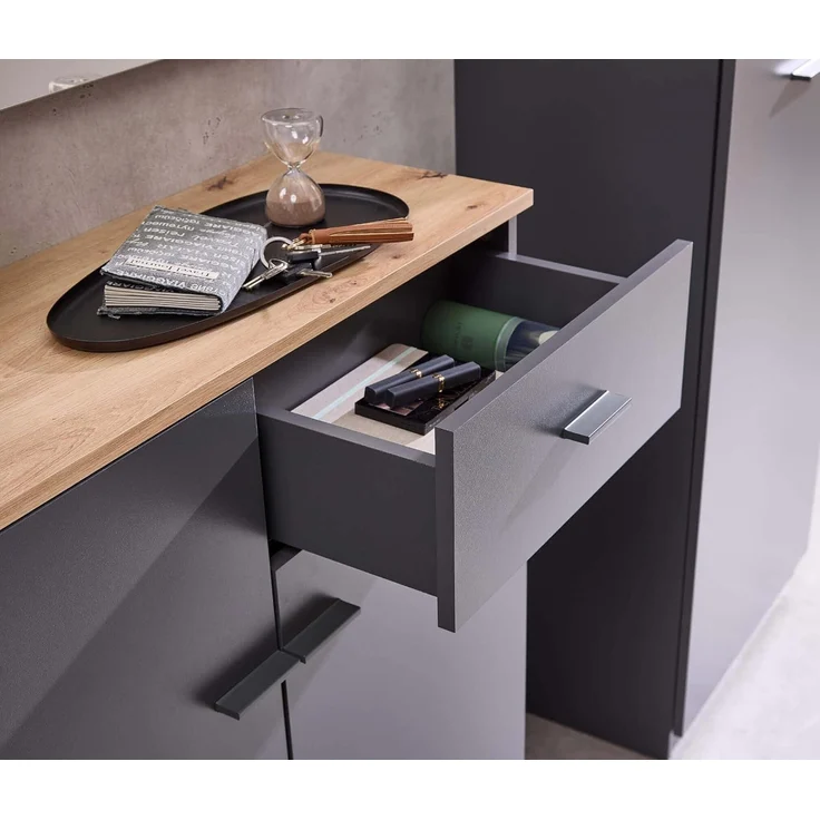 moebel-dich-auf Garderoben-Set COMO, (Paneel + Schuhschrank + Spiegel, in anthrazit oder weiß / Artisan Eiche Nb), 148 cm breit – Bild 7