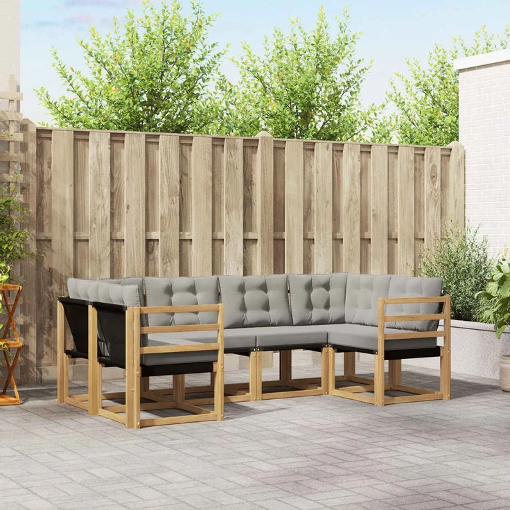 vidaXL Outdoor-Sofagarnitur 6 stk. 6-Sitzer Weiß und Hellgrau 3389801 – Bild 1