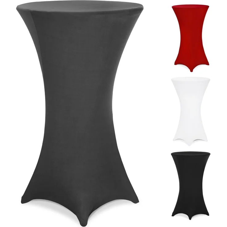 DETEX® Stehtischhusse Grau 80-85cm Verstärkter Fußbereich 30°C Waschbar Stehtisch Hussen Stretch Tisch Überzug Bezug – Bild 1