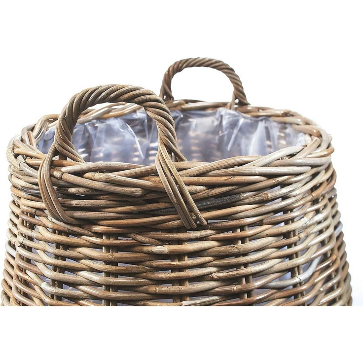 Kobolo Pflanzkübel Pflanzkorb Rattan - rund mit Folie ausgeschlagen (1 Stück) – Bild 2