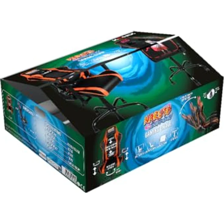 Konix Naruto Shippuden Premium-Gaming-Bürostuhl - Sitzneigung 150° - PVC-Leder - Lenden- und Nackenkissen - Naruto Hokage-Motiv – Bild 8