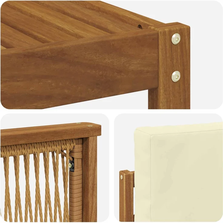 vidaXL Outdoor-Sofagarnitur 6 stk. 5-Sitzer Natur und Creme 3384566 – Bild 6
