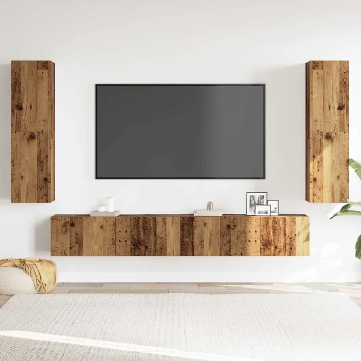 vidaXL TV-Wandschränke 4 Stk. Altholz-Optik Holzwerkstoff 3328973 – Bild 2