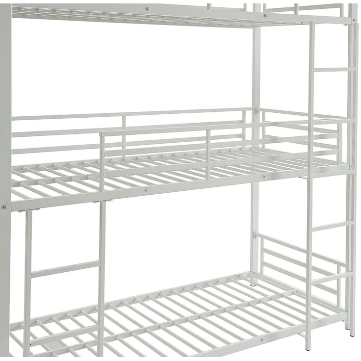 Vente-unique - Etagenbett - 3 Personen - 3 x 90 x 190 cm - Metall - Weiß - ELOUAN III – Bild 5