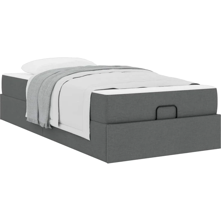 vidaXL Bettgestell mit Matratze mit Matratze 2 pcs Dunkelgrau Stoff 3399446 – Bild 2