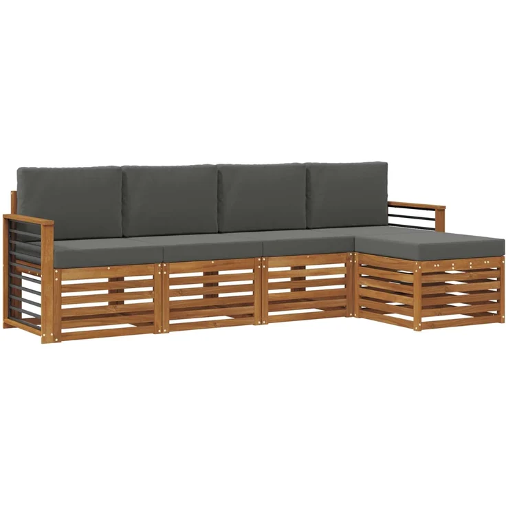 vidaXL Outdoor-Sofagarnitur 5 stk. 5-Sitzer Natur und Anthrazit 3374662 – Bild 2