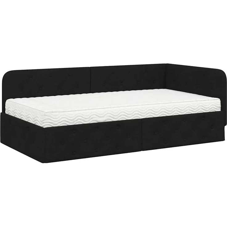 vidaXL Eckbettgestell Schwarz 100 x 200 cm Stoff 3394055 – Bild 1