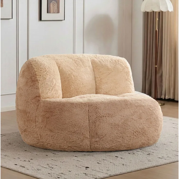 Sitzsack-Sofa 106cm×110cm×77cm in Multicolor – weicher Kunstfell-Bezug, mit Griff und rutschfester Unterseite
