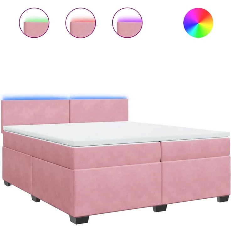 vidaXL Boxspringbett mit Matratze Rosa 200x200 cm Samt 3288701 – Bild 2
