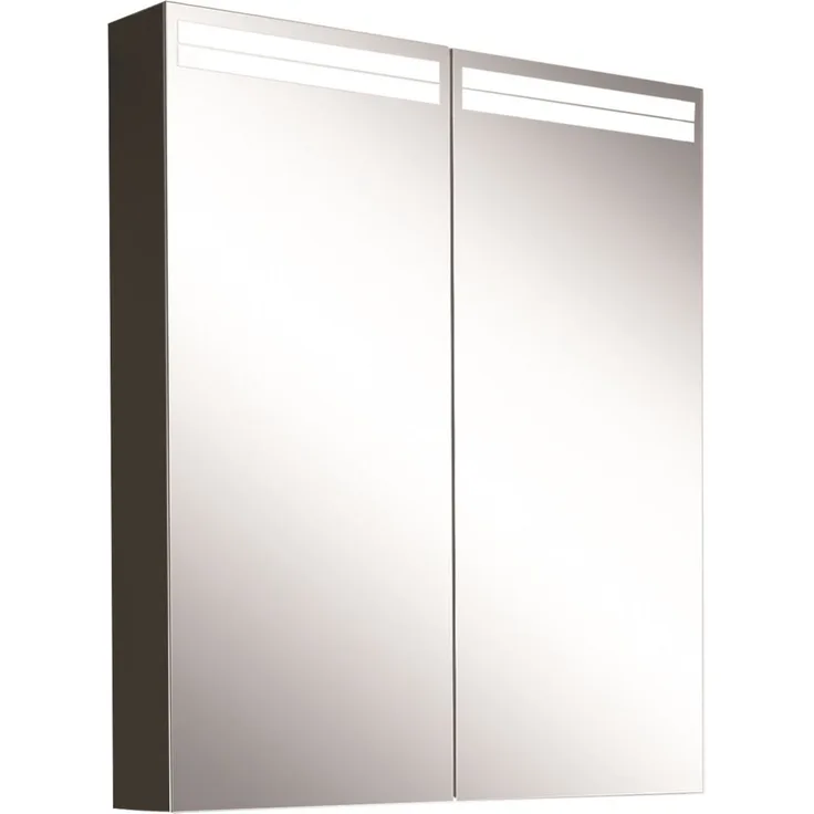 Schneider ARANGALINE LED Lichtspiegelschrank, 2 Doppelspiegeltüren, 70 x 70 x 12 cm, 160.470.02.41, Ausführung: EU-Norm/Korpus schwarz matt - 160.470.02.41