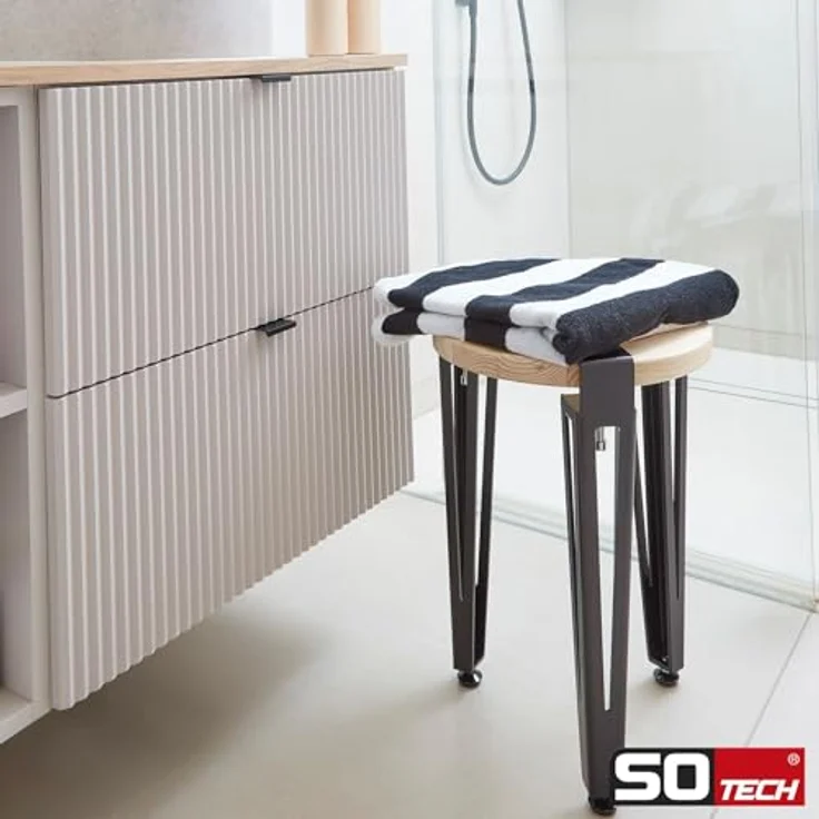 SO-TECH® Tischbein ColorLine in F-Form konisch zulaufend von 70 auf 40 mm, mit Klemmschraube (ohne Bohren) - schwarz - Höhe 464 mm - 4x – Bild 4