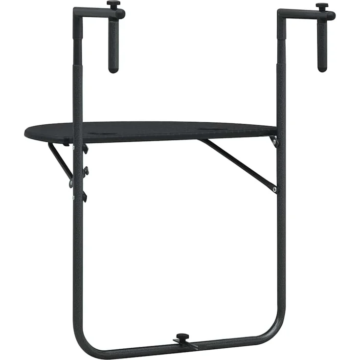 Balkonhängetisch, Balkontisch Schwarz 60 x 64 x 83,5 cm Kunststoff Rattan-Optik – Bild 4