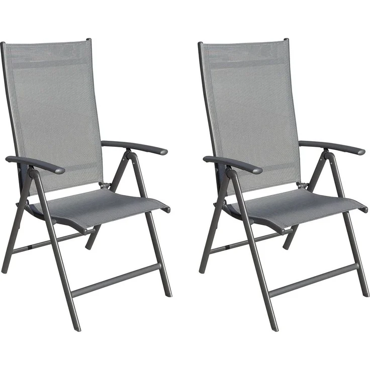 GARVIO Klappsessel, Sitz und Rücken Textilen Anthrazit Gestell Alu Anthrazit (max. 110KG )