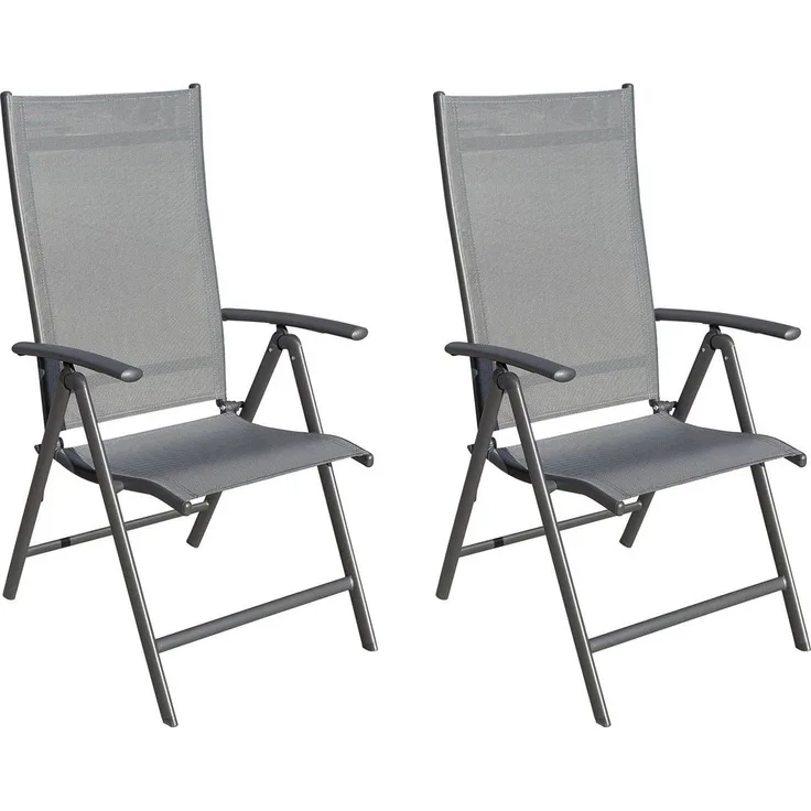 GARVIO Klappsessel, Sitz und Rücken Textilen Anthrazit Gestell Alu Anthrazit (max. 110KG )