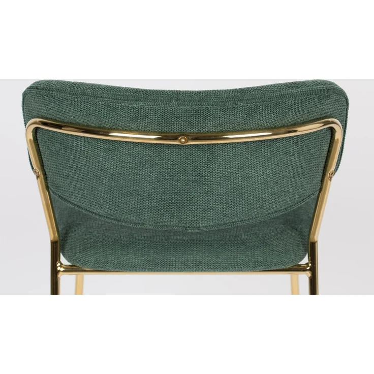 Barhocker Jolien im 2er-Set, Dunkelgrün mit goldenem Metallgestell, gepolstert, Stoffbezug, Sitzhöhe 65 cm – Bild 8