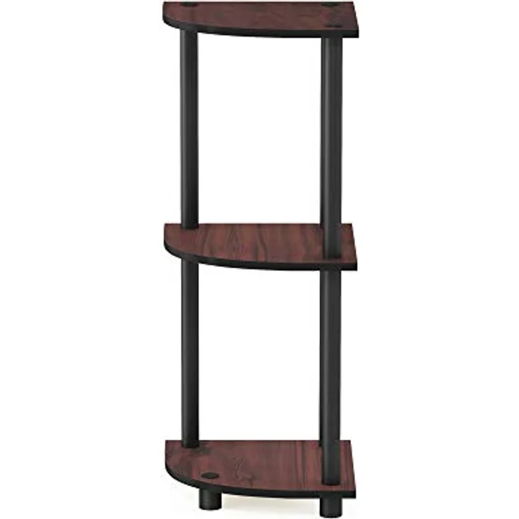 Furinno kompaktes Eck-Mehrzweck-Regal mit 3 Ebenen, Dunkle Kirsche/Schwarz, 29. 46x29. 46x75. 18 cm – Bild 8