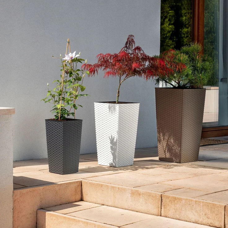 KADAX Blumentopf Blumentopf mit Einsatzabdeckung Blumenständer Hoch Garten Graphit 39x75cm – Bild 5