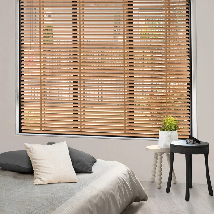 Sol Royal Jalousie Holzjalousie 50mm Rollo SolDecor BE5, 75x180cm, Eichenoptik, Montage Wand & Decke ? Blickschutz Jalousie Fenster & Tür Massivholz – Bild 3